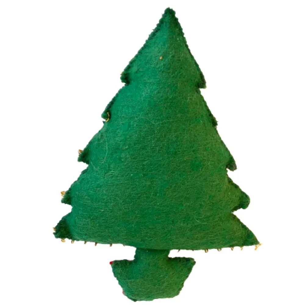 Vintage Christmas Ornaments Fabric & Tinsel Trees and Gingerbread Lot of 3